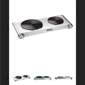 Enesco Silver Double Burner Electric Cooktop